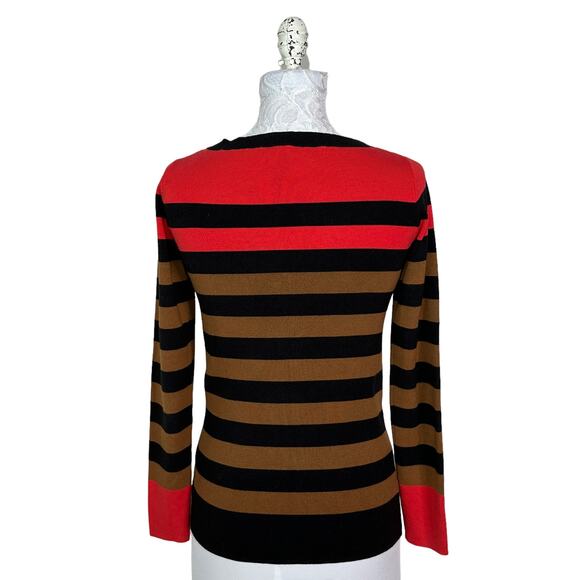W by Worth Color Block Striped Scoop Neck Sweater Women Small Pop of Color - Picture 3 of 8